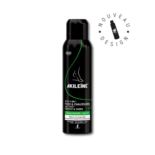 Akileine Spray Noir 3 en 1 Pieds & Chaussures