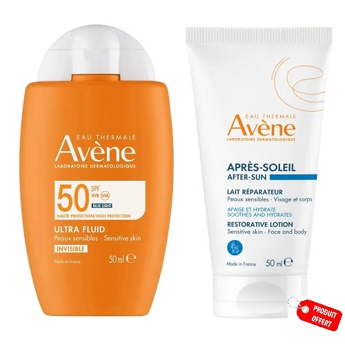 Avène Solaire Ultra-Fluide Invisible SPF50+ Lait Réparateur Offert