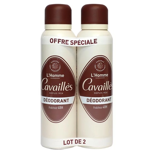 Cavaillès Déodorant Homme Spray Fraîcheur 48H Lot de 2