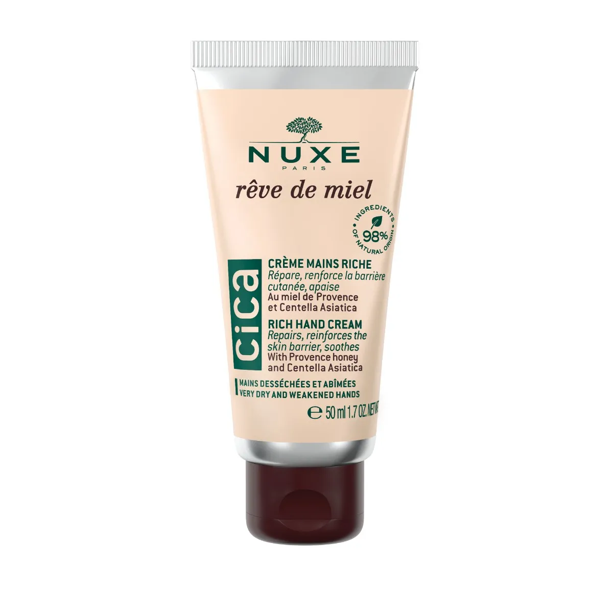 tube de Nuxe Rêve de Miel - Cica Crème Mains Riche, conçu pour les mains desséchées et abîmées-3264680026171