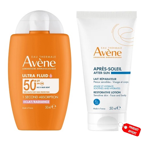 Avène Solaire Pack Ultra Fluide Éclat Radiance + Lait Réparateur Offert