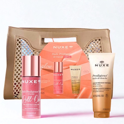 Nuxe Trousse Huile Prodigieuse Or Florale Roll-On [Huile de Douche Offerte]