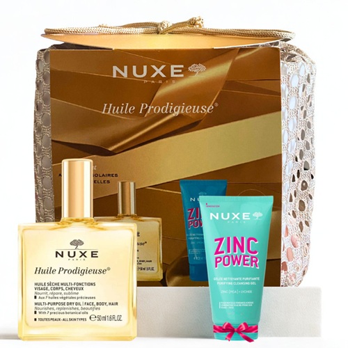 Nuxe Trousse Huile Prodigieuse 50 ml [Zinc Power Gelée Nettoyante 30 ml Offerte]