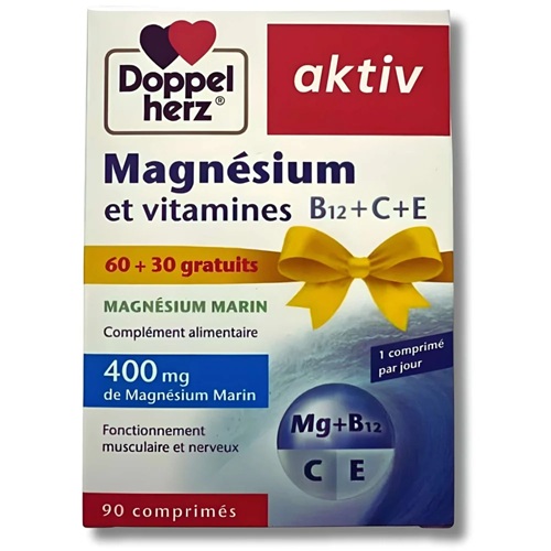 Doppelherz Aktiv Magnésium + Vitamines B12, C, E 90 Comprimés