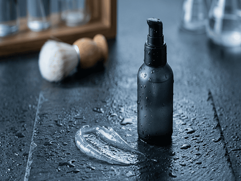 Technique d'application gel nettoyant visage homme : eau tiède, massage 30 secondes, rinçage abondant