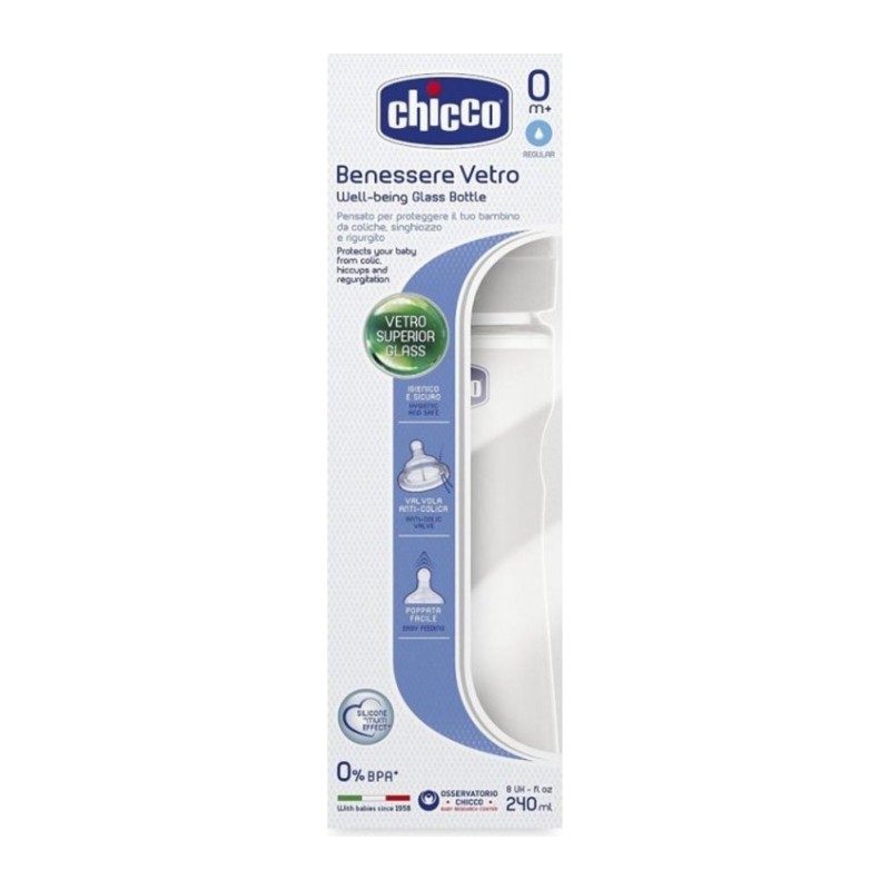 Chicco Biberon Verre Well Being Unisexe 240ml