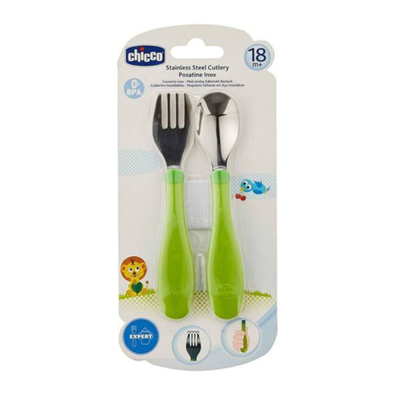 Chicco Couverts Inox Verts 18M+