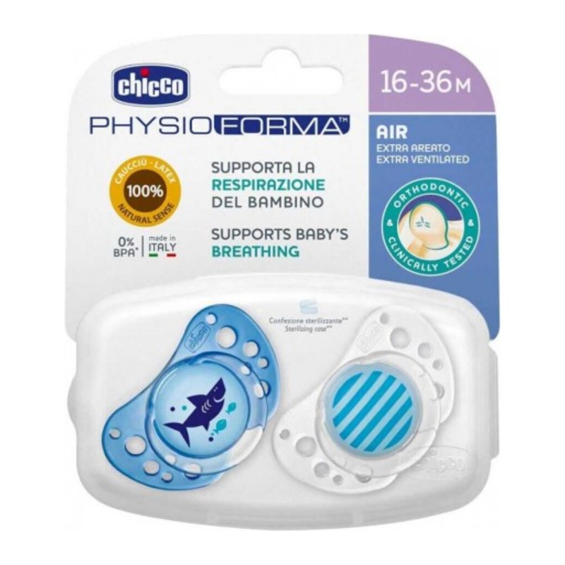 Chicco Sucette Air Bleu 16-36M 2p